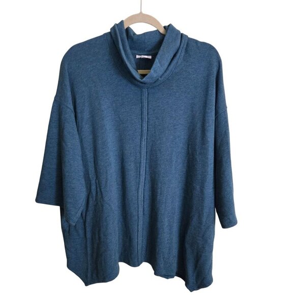 J. Jill Pure Jill Turquoise 3/4 Sleeve Cowl Neck Tunic Oversized Sweater Size Mp - Picture 1 of 6